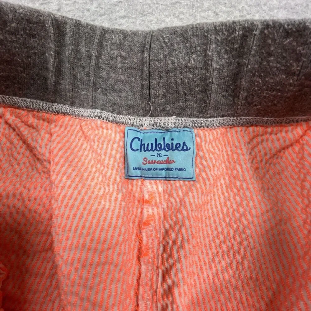 Chubbies Swim Trunks Mens Sz Medium Seersucker Orange Unlined Baggies Shorts USA